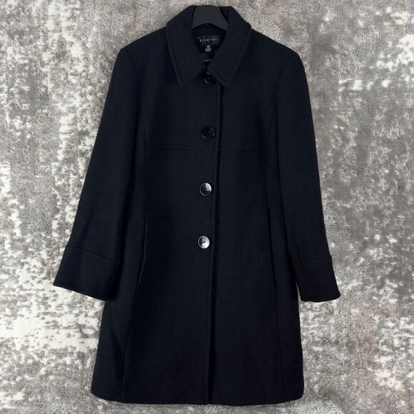 Braetan Sz M Wool Blend Outdoor Button Overcoat Black Long Sleeve Lined Collar - Picture 1 of 8